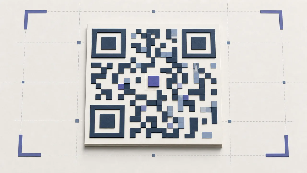 Technical paper illustration of a high-contrast matrix with protected corners and quiet space