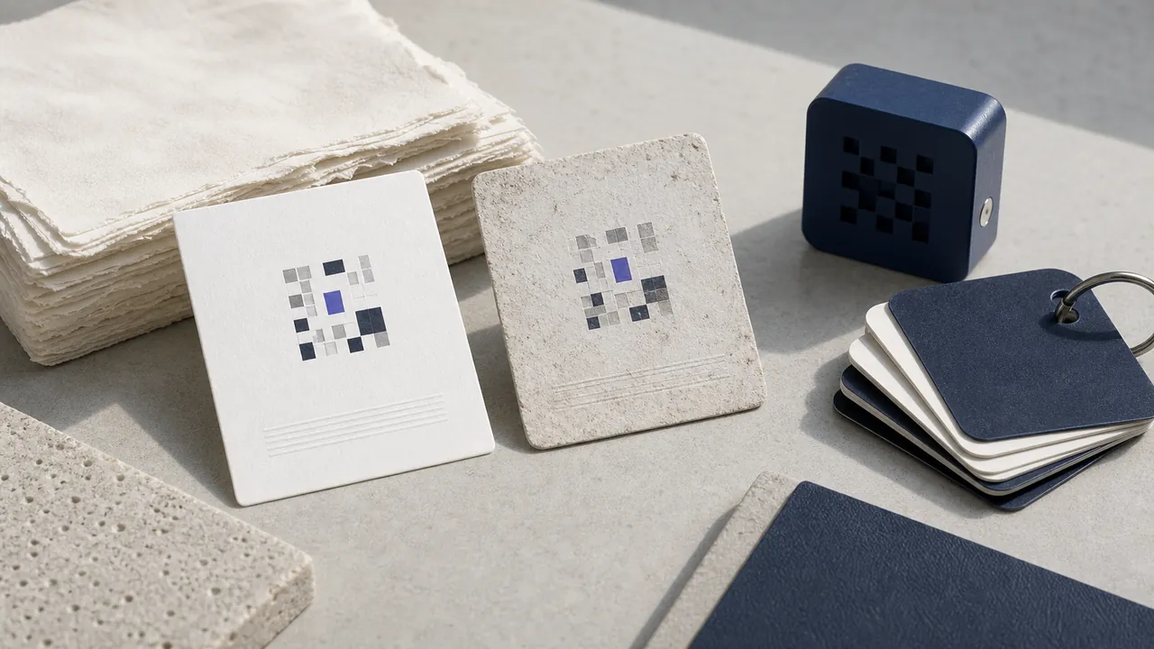 Editorial still life comparing clean and weathered code cards with managed records